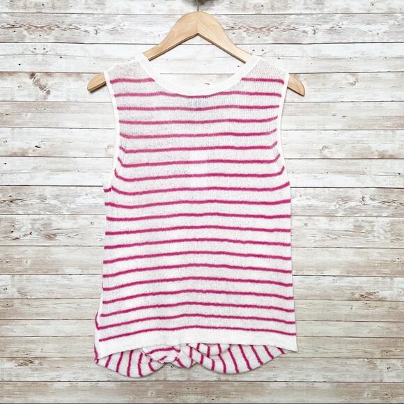 NWT Splendid Striped Twist Hem Tank Top Pink White Preppy Beach Vacay Size M - Picture 2 of 10